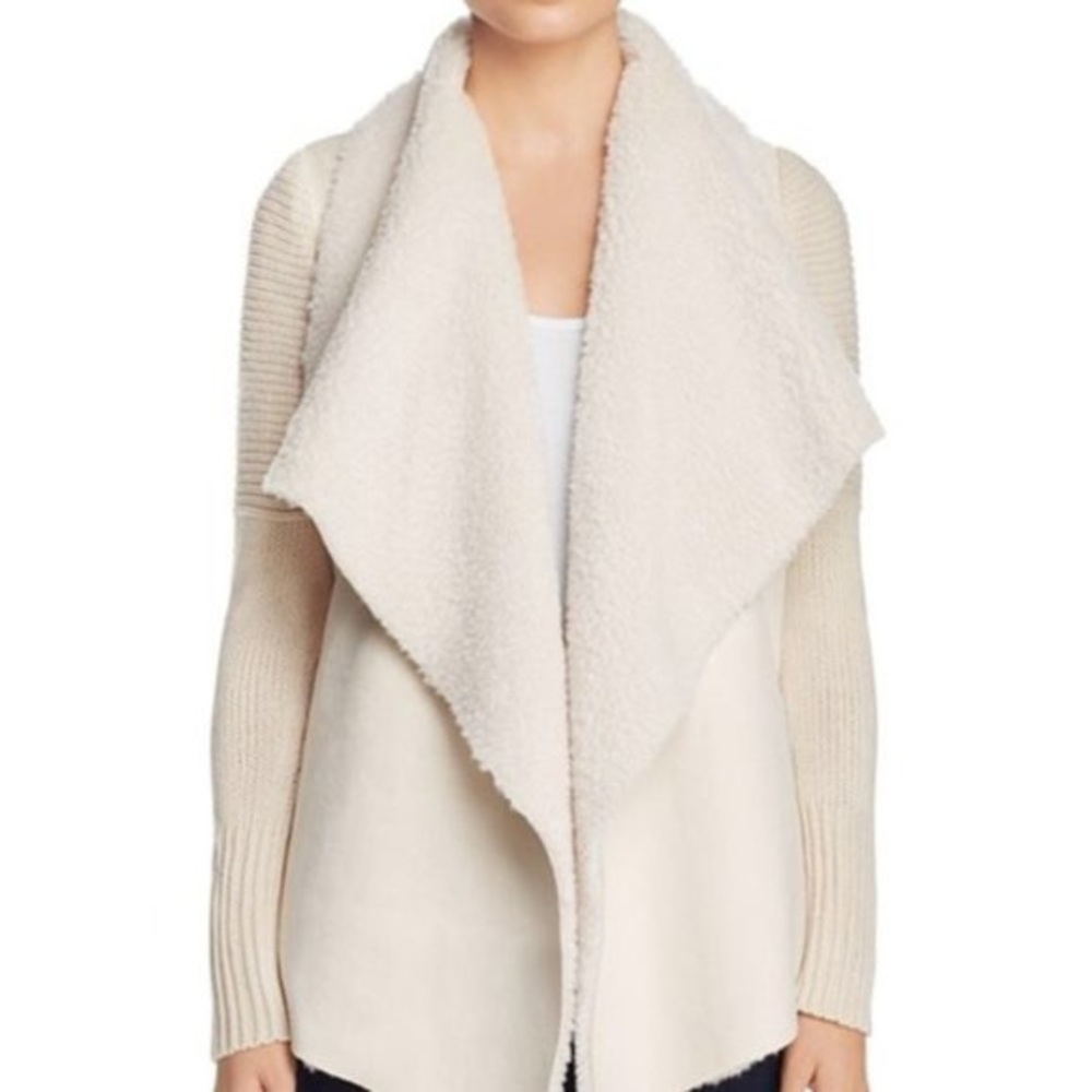 Bagatelle Cream Draped Faux-Shearling Sweater Jacket (new, never worn)